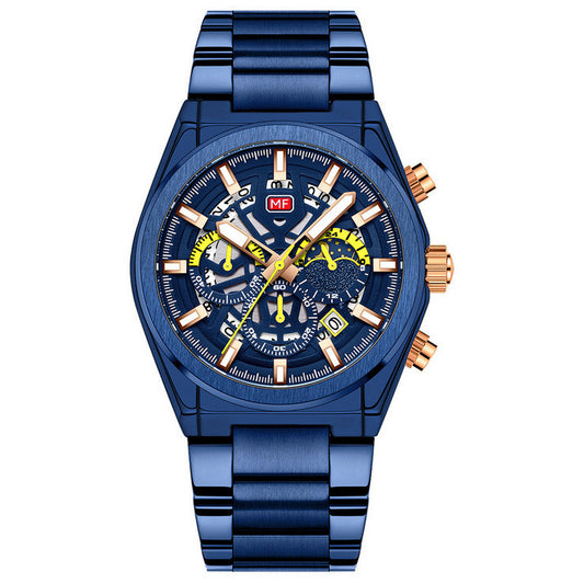 MINIFOCUS Luxury Men's Quartz Watch with Steel Band