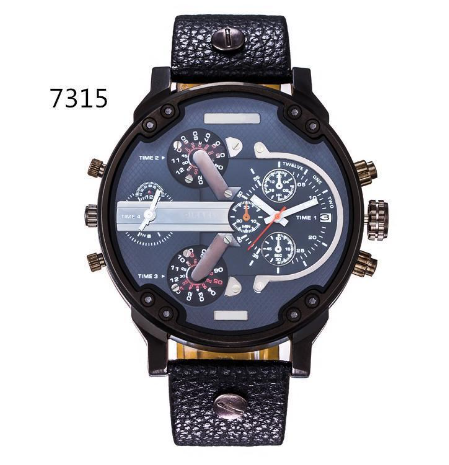 Men's Quartz Sport Watch with Leather Strap