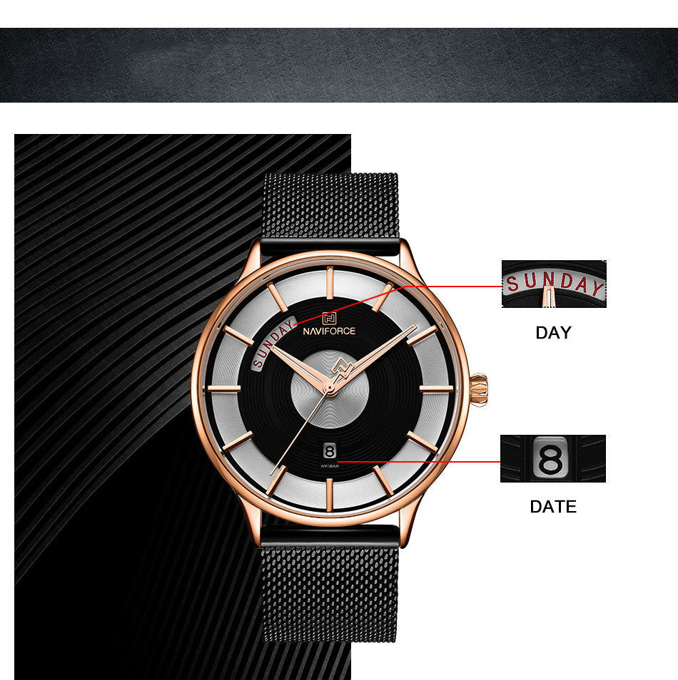Men's Fashion Quartz Watch with Stainless Steel Band