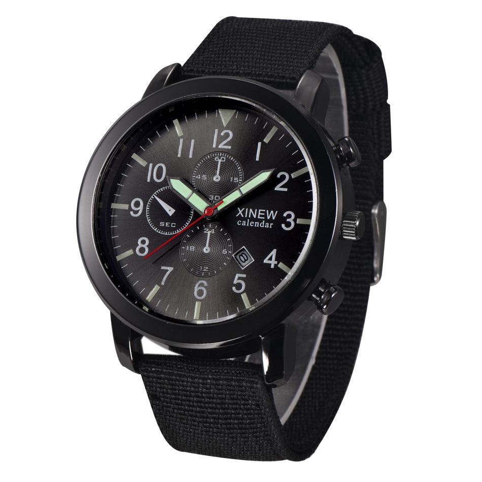 XINEW Men's Quartz Watch with Nylon Strap and Calendar