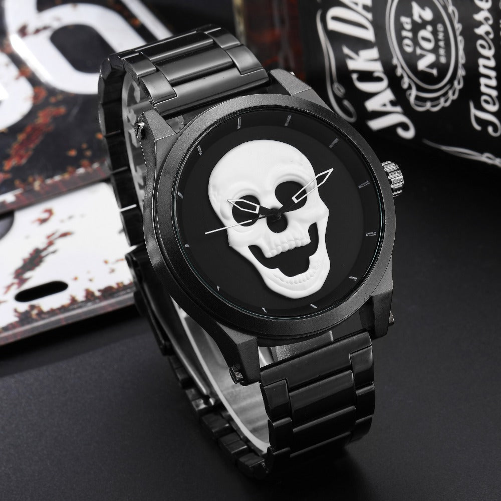 Men's Quartz Skeleton Watch with Steel Band