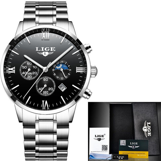 Men's Waterproof Quartz Business Sports Watch LIGE