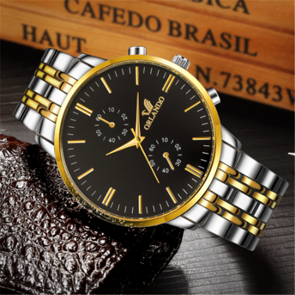 Men's Steel Band Quartz Watch with Scale