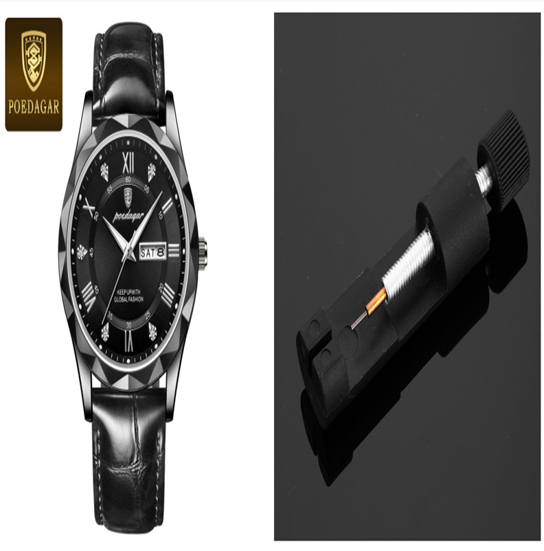 Men's Leather Strap Quartz Watch