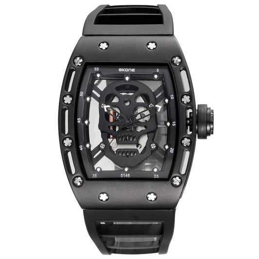 Men's Waterproof Quartz Sports Watch with Skull Design