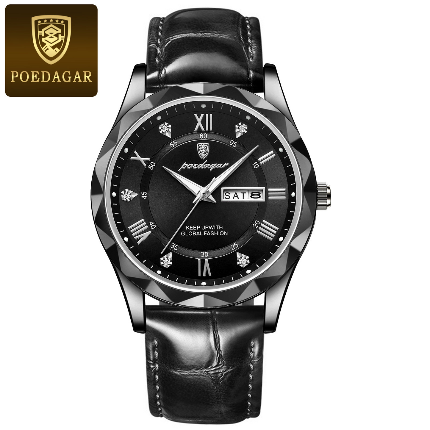 Men's Leather Strap Quartz Watch