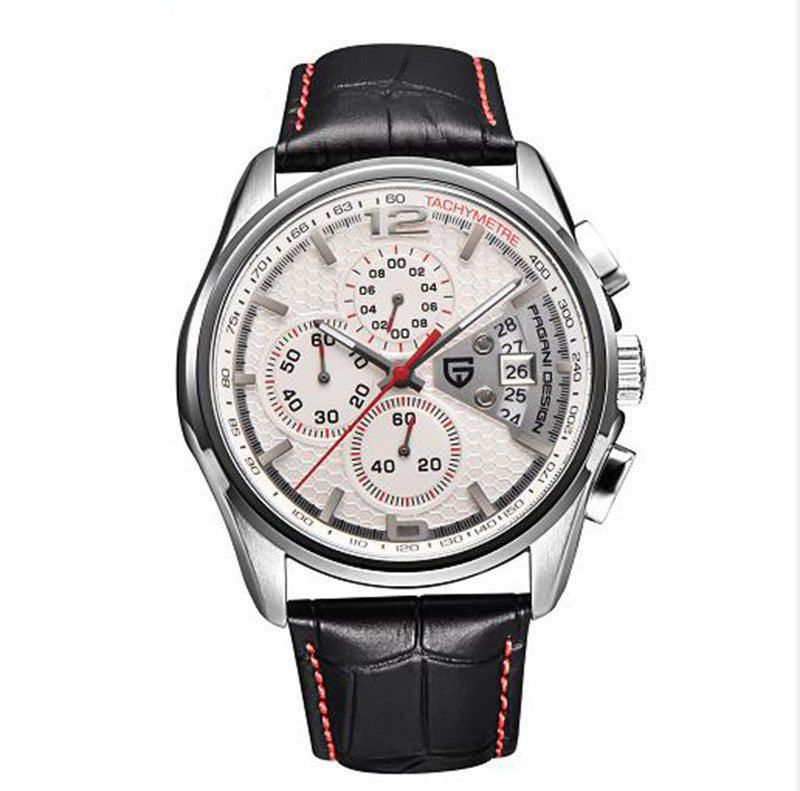Men's Quartz Watch - Waterproof Multifunctional Leather Band