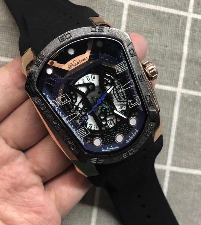 Men's Leather Quartz Watch with Adjustable Strap