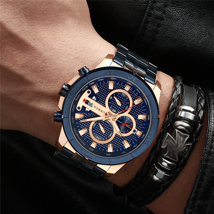CURREN Men's Multifunctional Waterproof Quartz Watch