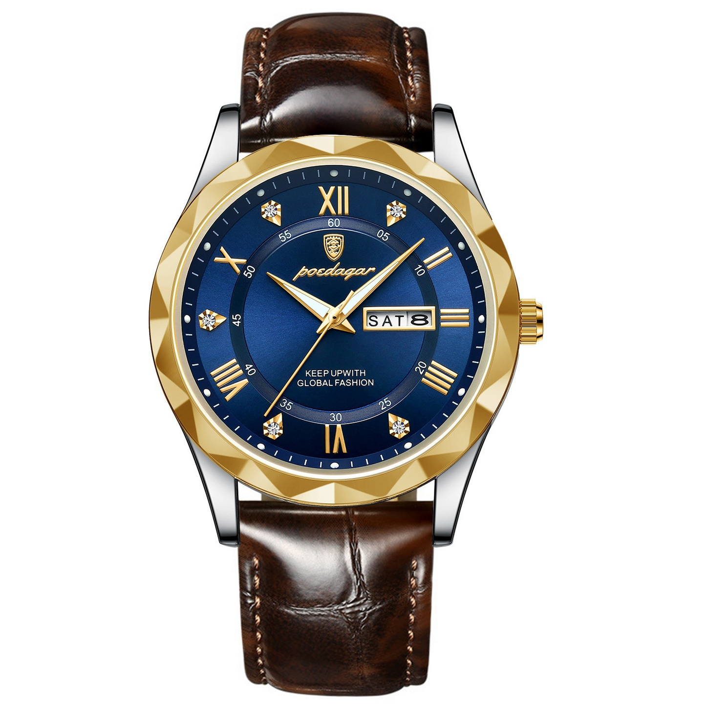 Men's Leather Strap Quartz Watch