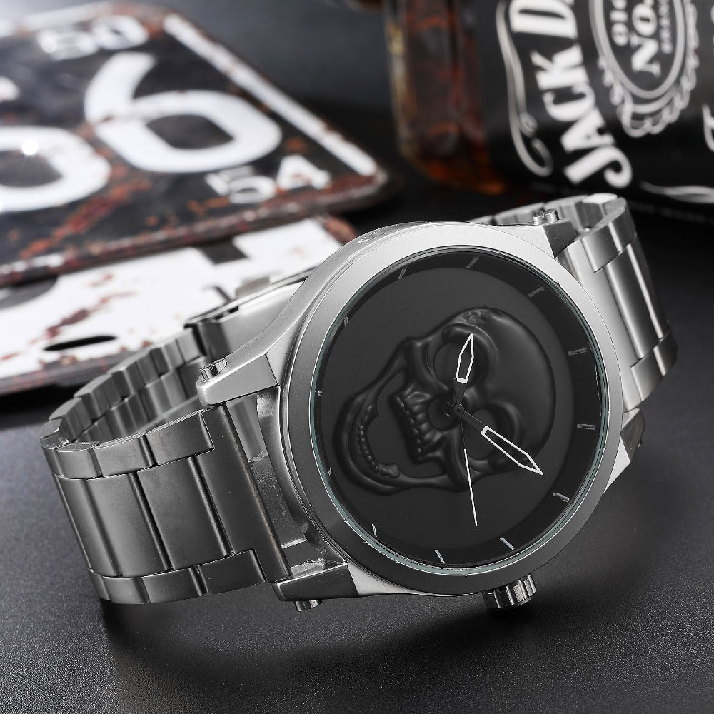 Men's Quartz Skeleton Watch with Steel Band