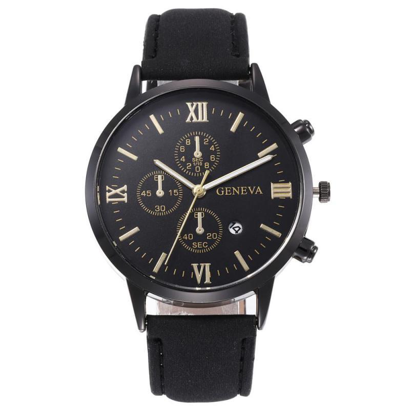 Geneva Men's Quartz Watch - Simple Style with Calendar