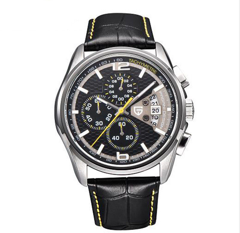 Men's Quartz Watch - Waterproof Multifunctional Leather Band
