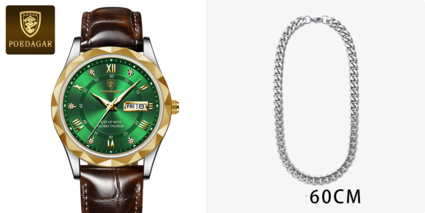 Men's Leather Strap Quartz Watch