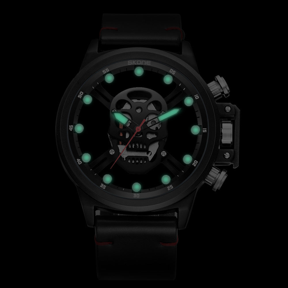 Men's Quartz Sports Watch with Skull Design