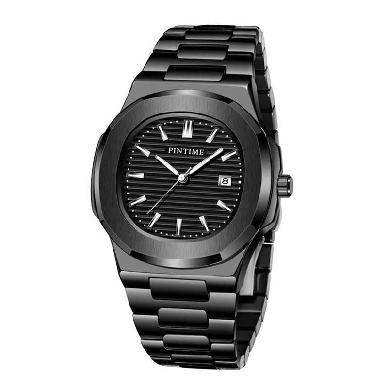Men's Quartz Watch with Calendar, Waterproof Luminous Steel Band