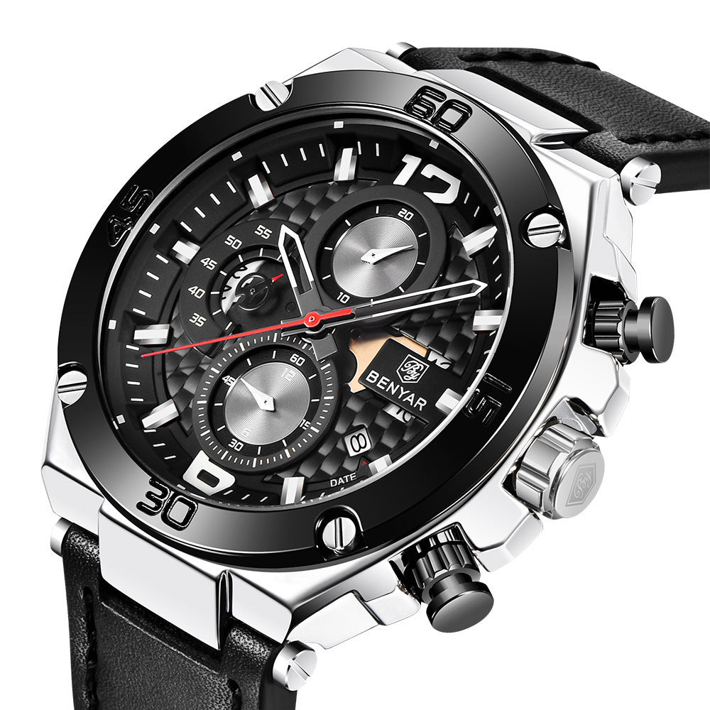Men's Waterproof Quartz Watch with Multifunctional Features