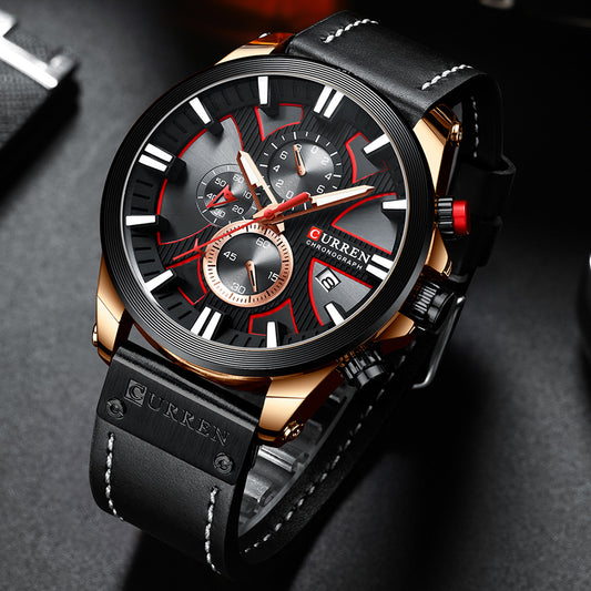 Curren Men's Sports Quartz Watch with Leather Band
