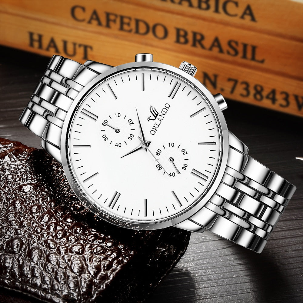 Men's Steel Band Quartz Watch with Scale
