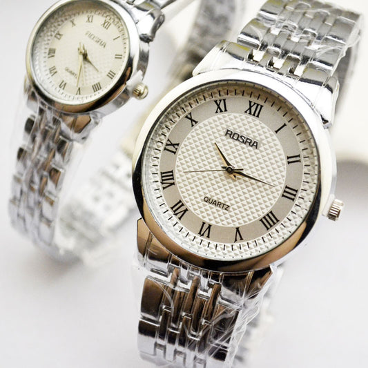 Men's Steel Band Quartz Watch with Roman Numerals