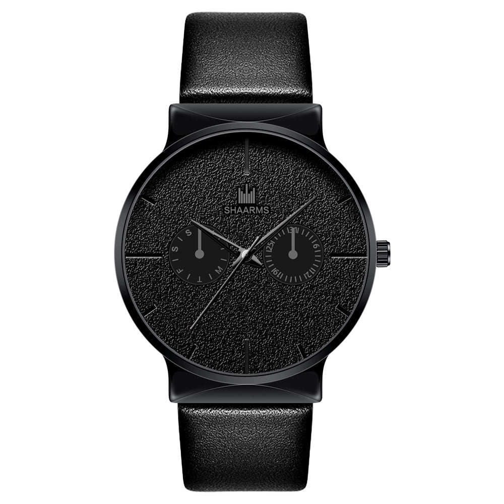 SHAARMS Men's Quartz Watch with Leather Band (Trendy)