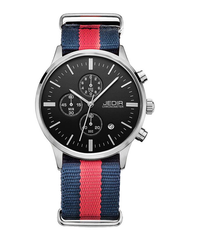 Men's Quartz Watch with Canvas and Leather Band