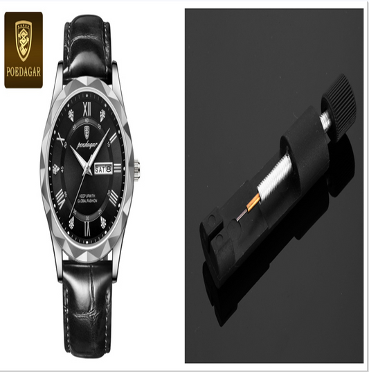 Men's Leather Strap Quartz Watch