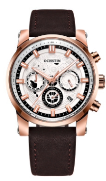 Men's Quartz Watch with Waterproof Leather Strap