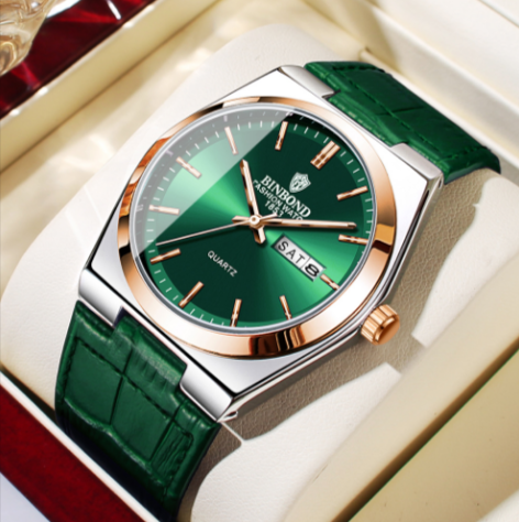Men's Leather Quartz Business Watch