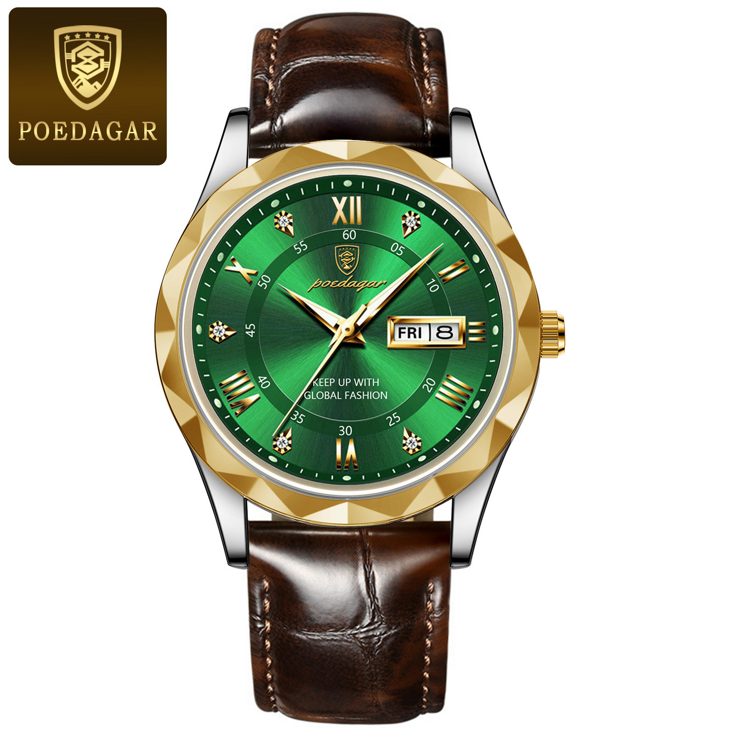 Men's Leather Strap Quartz Watch