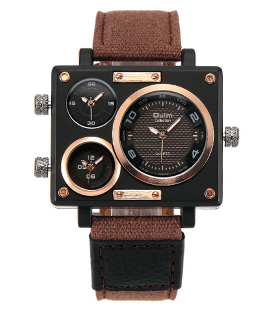 OULM 3595 Men's Quartz Watch with Leather Strap