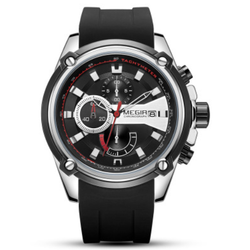 MEGIR Men's Quartz Sports Watch with Silicone Strap