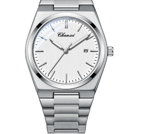 Men's Quartz Watch with Luminous Calendar & Waterproof Stainless Steel Band