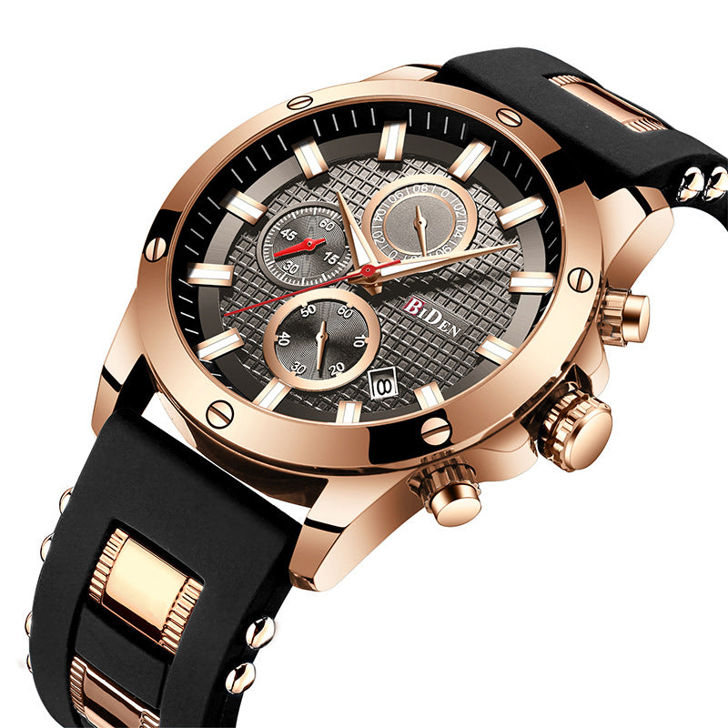 BIDEN Men's Quartz Watch with Silicone Strap (OEM)