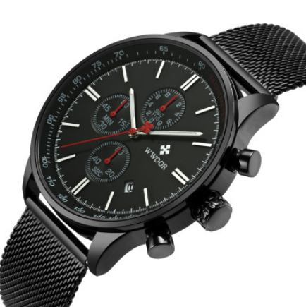 Men's Multifunctional Sport Quartz Watch with Mesh Band