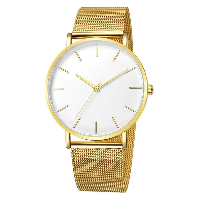Men's Quartz Watch with Mesh Strap and Waterproof Design