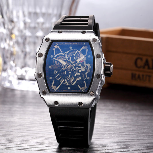 Hollow Floral Skull Quartz Men's Watch