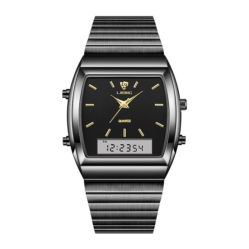 LIEBIG Square Black Dial Men's Quartz Watch Dual Display