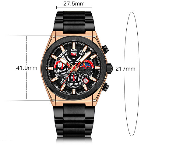 MINIFOCUS Luxury Men's Quartz Watch with Steel Band