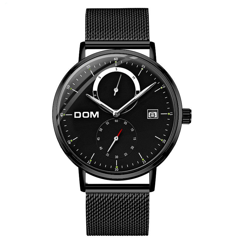 Men's Slim Minimalist Calendar Quartz Watch - Nylon Band