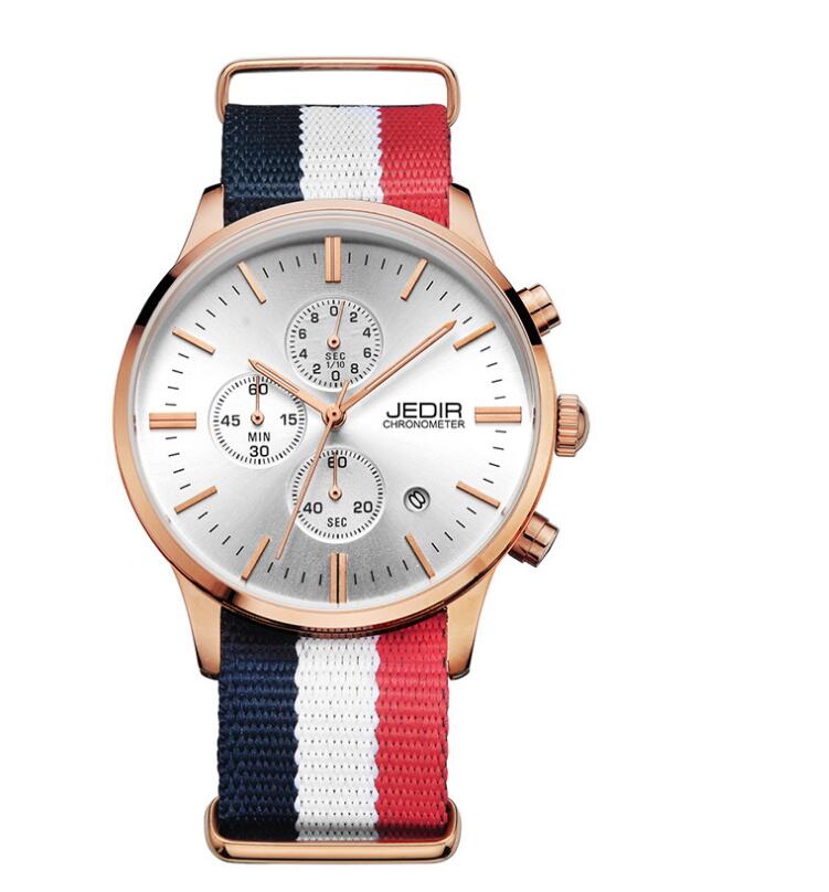 Men's Quartz Watch with Canvas and Leather Band