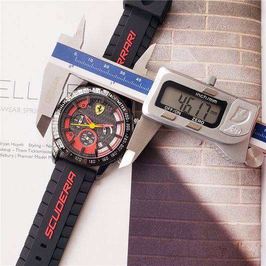 Men's Vintage Quartz Watch with 6 Needles - Ferrari Style