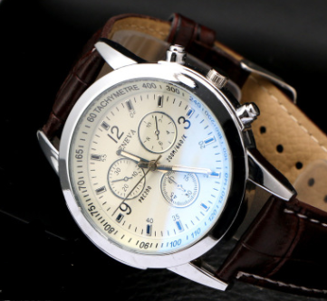 Men's Quartz Watch with Colorful Glass Dial (Three Eyes)