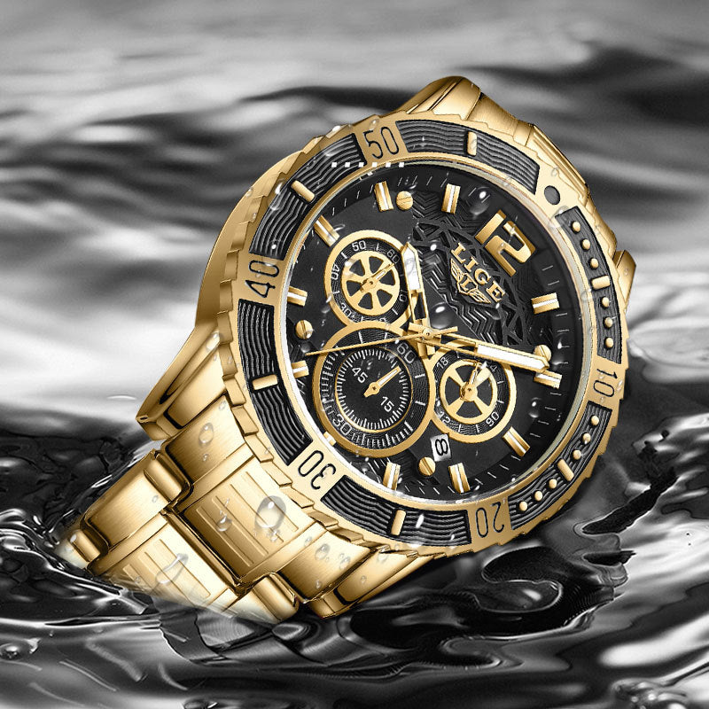 LIGE Men's Quartz Business Watch with Multifunctional Features