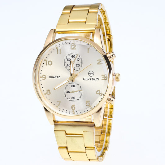 Men's Gold Fashion Quartz Watch with Metal Band