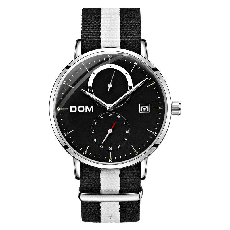 Men's Slim Minimalist Calendar Quartz Watch - Nylon Band
