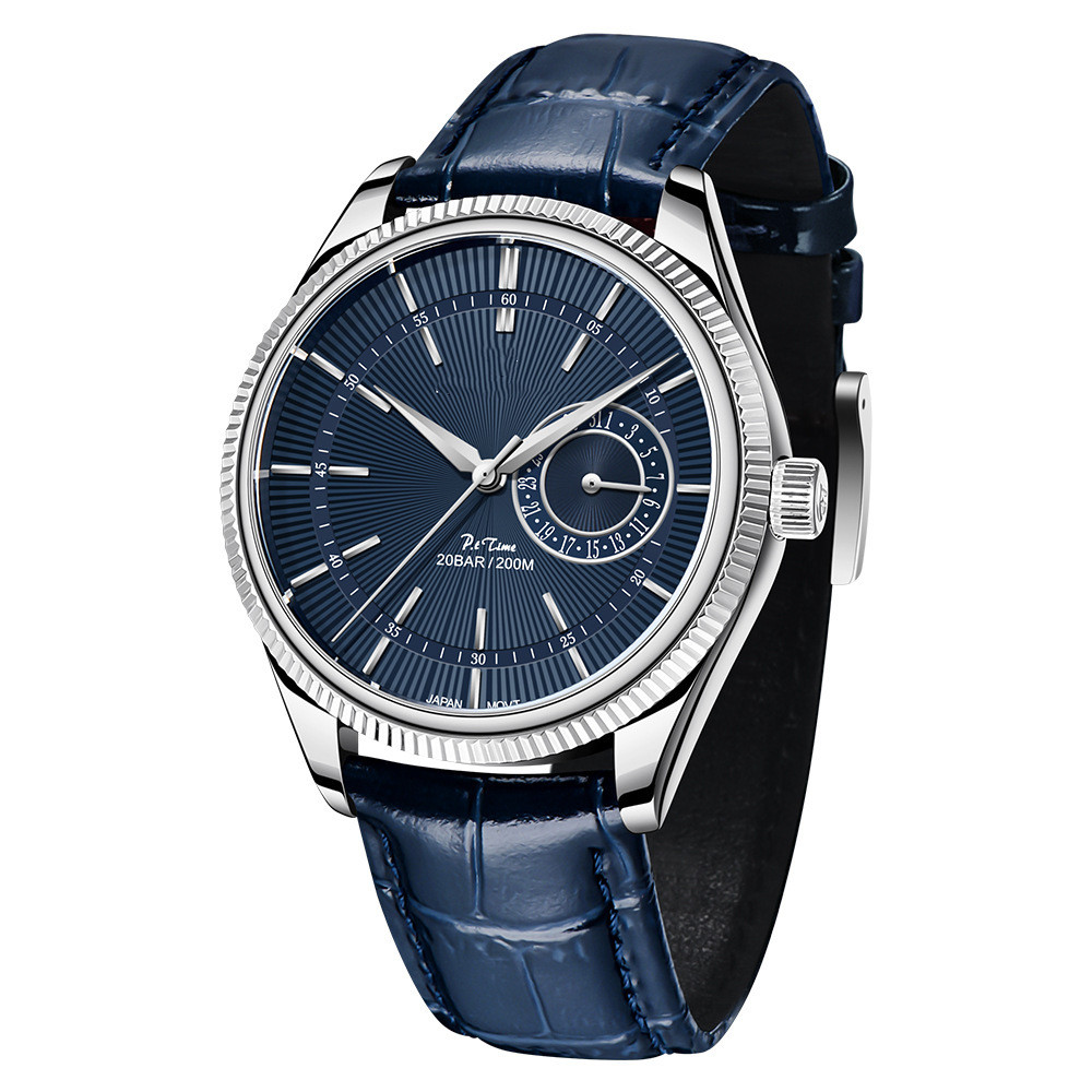 Men's Quartz Watch with Genuine Leather Strap