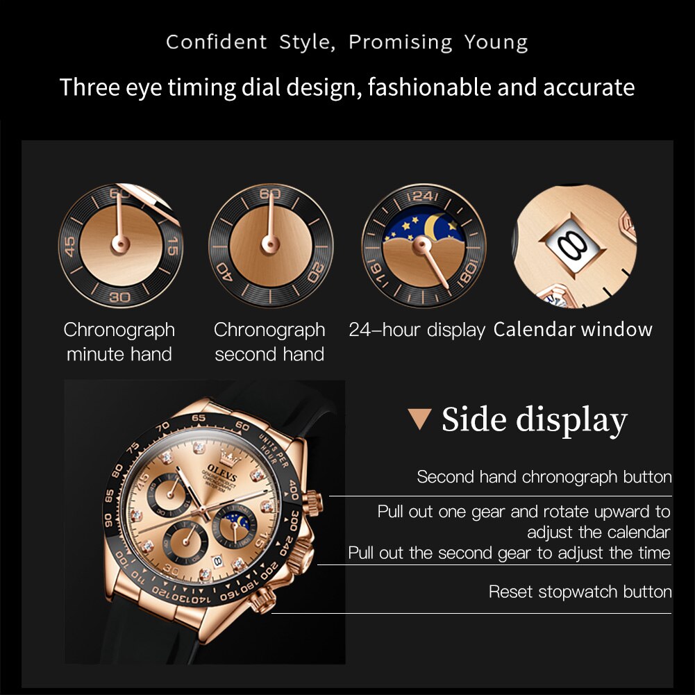 OLEVS Luxury Waterproof Quartz Men's Chronograph Watch