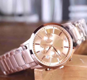 Men's Quartz Three-Eye Watch with Steel Strap