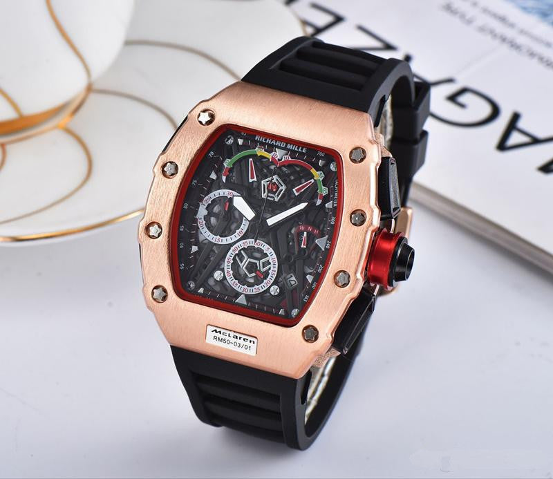 Quartz Men's Watch with Silicone Band (European Style)